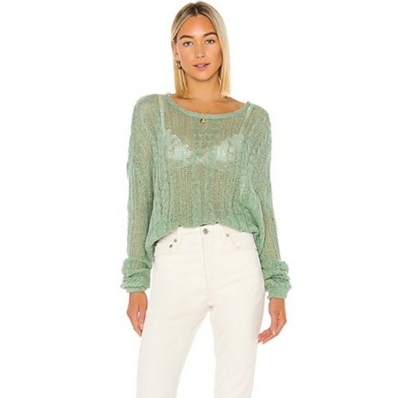 Free People / Angel Soft Pullover Sweater Mint Fresh Combo Alpaca Wool Blend XS - Picture 4 of 16